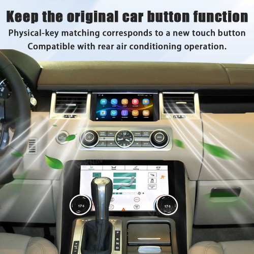 Viknav Android Radio AC Panel For Land Rover Range Sport L320 2009-2013 Wireless Carplay Android Auto Radio Touch Screen GPS Navigation Multimedia Player Air Conditioning Control(Beige-LHD)