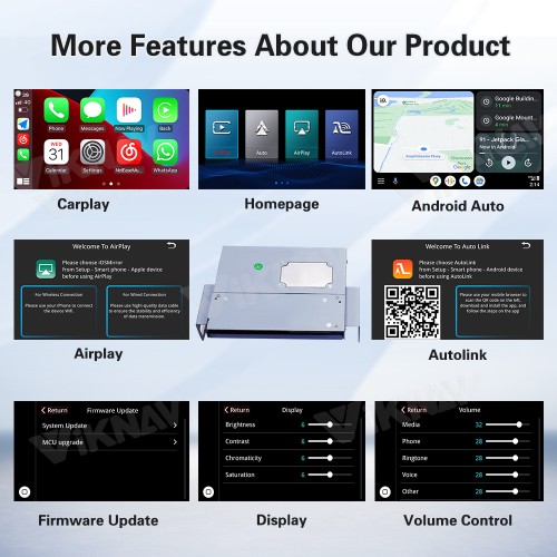Viknav Linux Interface Box for Toyota Avalon 2014-2017 Wireless CarPlay Android Auto GPS Navigation Original Car Radio Screen