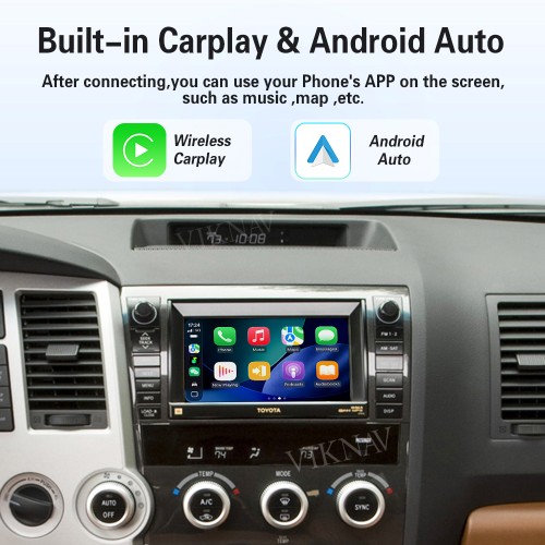 Viknav Linux Interface Box for Toyota Sequoia 2014-2017 Wireless CarPlay Android Auto GPS Navigation Original Car Radio Screen