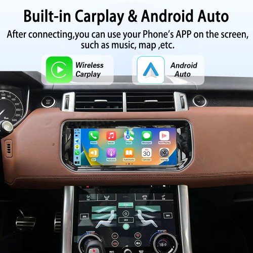 Viknav Android Radio AC Panel For Land Rover Range Rover Sport L494 2013-2017 Wireless Carplay Android Auto Multimedia Player GPS Navigation Air Conditioning Control Touch Screen