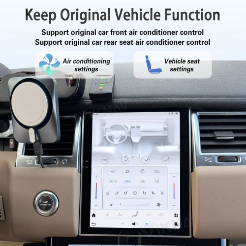 Viknav Android Radio AC Panel For Land Rover Range Sport L320 2009-2013 Wireless Carplay Android Auto Radio Touch Screen GPS Navigation Multimedia Player Air Conditioning Control(Beige-LHD)