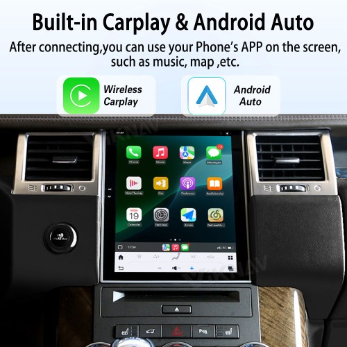 Viknav Android Radio For Land Rover Range Sport L320 2009-2013 Wireless Carplay Android Auto Radio Touch Screen GPS Navigation Multimedia Player Right Hand Driving(Black-RHD)