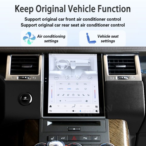 Viknav Android Radio AC Panel For Land Rover Range Sport L320 2009-2013 Wireless Carplay Android Auto Radio Touch Screen GPS Navigation Multimedia Player Air Conditioning Control(Black-LHD)