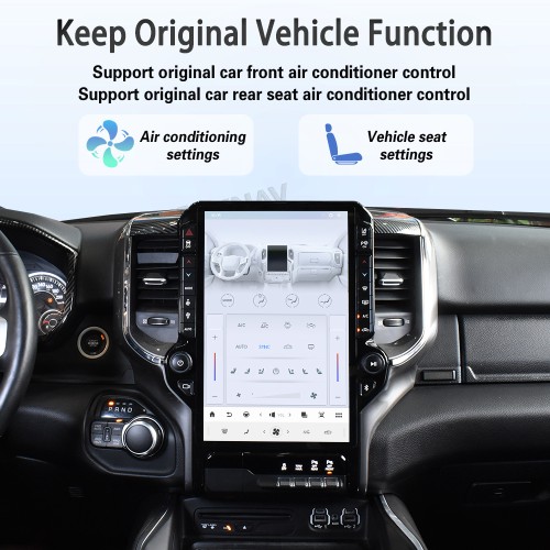 VIKNAV 14.4 Inch Android Car Stereo for Dodge Ram 2019 2020 2021 2022 2023 2024 Wireless CarPlay Android Auto GPS Navigation