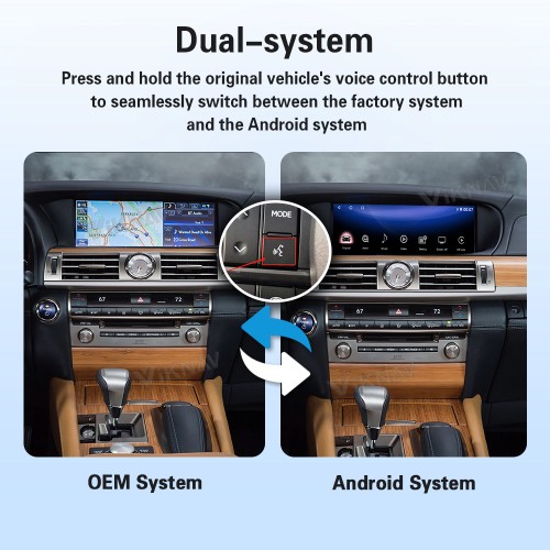 Viknav Android 13 Interface Box for Lexus LS 2013-2023 Wireless CarPlay Decoder Android Auto GPS Navigation  Original Car Radio Screen