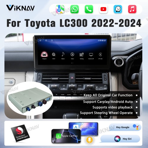 Viknav Android 13 Interface Box for Toyota LC300 LC300 2022-2024 Wireless CarPlay Decoder Android Auto GPS Navigation Original Car Radio Screen