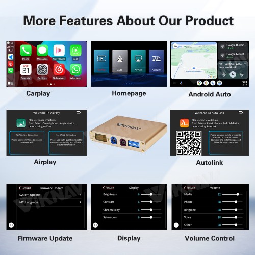Viknav Linux Interface Box for Lexus CT 2014 -2022 Wireless CarPlay Decoder Android Auto GPS Navigation Original Car Radio Screen