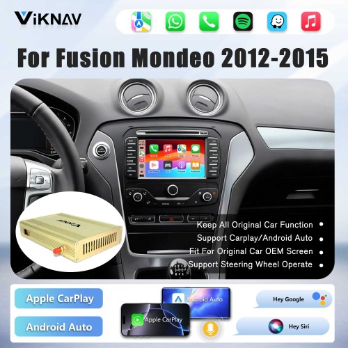 Viknav Linux Interface Decoder Box for Ford Fusion Mondeo 2012-2015 Wireless CarPlay Android Auto GPS Navigation Original Car Radio Touch Screen