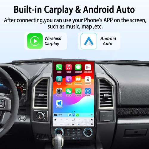 Viknav 16.8 Inch Car Radio Android For Ford F150 F250 F450 Raptor 2015-2020 Stereo Wireless Carplay Android Auto Touch Screen Upgrade GPS Navigation Multimedia player 128GB