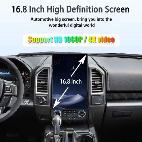 Viknav 16.8 Inch Car Radio Android For Ford F150 F250 F450 Raptor 2015-2020 Stereo Wireless Carplay Android Auto Touch Screen Upgrade GPS Navigation Multimedia player 128GB