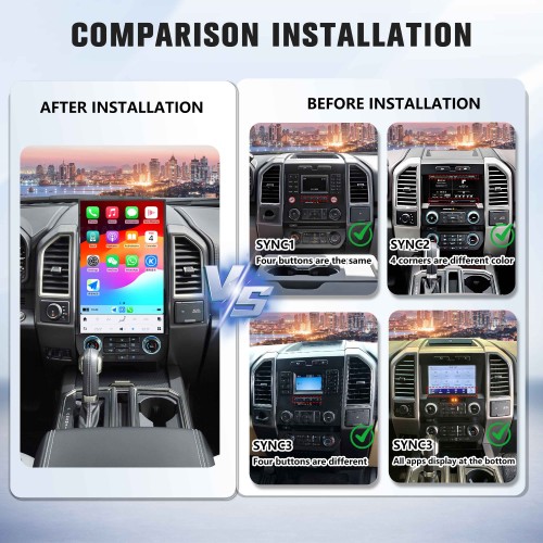 Viknav 16.8 Inch Car Radio Android For Ford F150 F250 F450 Raptor 2015-2020 Stereo Wireless Carplay Android Auto Touch Screen Upgrade GPS Navigation Multimedia player 128GB