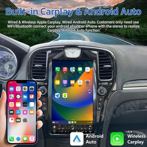 Viknav 14Inch Car Radio for Chrysler 300C 2011-2020 Android Head Unit Multimedia Player GPS Navigation Wireless Carplay Android Auto