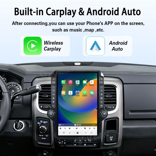 VIKNAV 14.4 Inch Android Car Stereo for Dodge Ram 2013-2018 Wireless CarPlay Android Auto GPS Navigation PLAYER