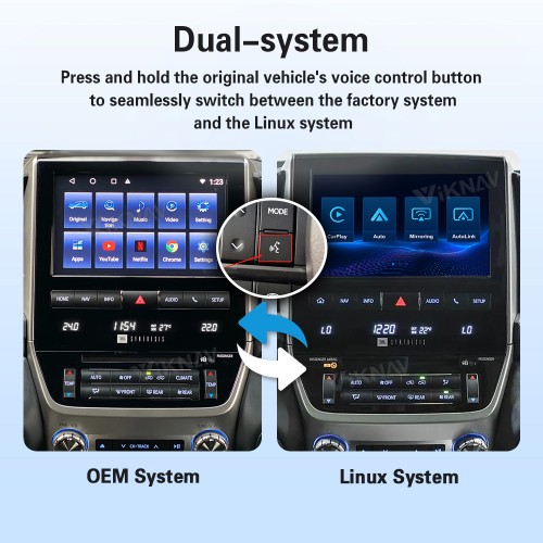 Viknav Linux Interface Box for Toyota LC200 2007-2021 Wireless CarPlay Android Auto GPS Navigation Original Car Radio Screen